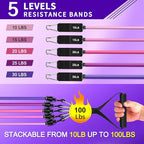 WHATAFIT Resistance Bands Set with Handles - Exercise Bands Home Gym Strength Training Equipment, Includes Door Anchor & Ankle Straps for Full Body Workout Bands, Physical Therapy - for Men and Women