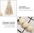 Wood Bead Garlands,Farmhouse Beads Tasels,Rustic Country Decor Prayer Beads for Home Door Knob Decor