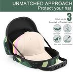 Hard baseball hat case, Hat Carrier Travel Case with Adjustable Shoulder Strap, Hat cap case for 3 Baseball Caps - Perfect for Traveling & At-Home Storage (Camo Green)