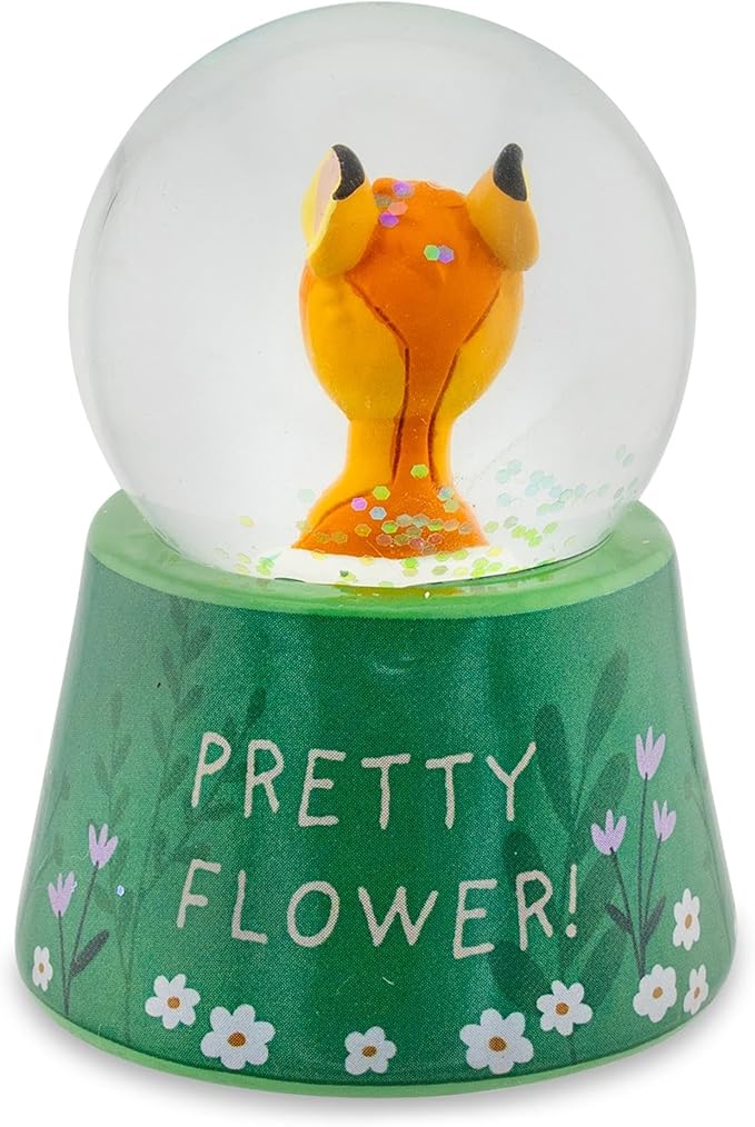 Disney Bambi and Thumper Pretty Flower Mini Light-Up Adult Snow Globe with Swirling Glitter | 3 Inches Tall