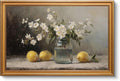VIYYIEA Vintage Large Framed Wall Art for Living Room, Flowers Canvas Prints Home Decor, Oil Painting Picture, Bedroom Wall Decor Gifts for Friends or Family -【Lemons and Blossoms】-(24L x 16W)