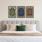 KAlRNE Vintage Christian Floral Framed Canvas Wall Art Set of 3(16”X24”),Boho William Morris Wall Decor,Religious Bible Verse Painting,Inspirational Scripture Art Prints For Living Room Bedroom Church