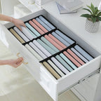 Qozary 4 Pack Drawer Organizers for Clothing, 10 Grids Foldable Dresser Drawer Organizers, Clothes Organizer for Folded Clothes, T-shirt, Tank Tops, Camisoles, Underwear, Leggings, Baby Clothes