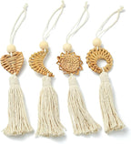 LiQunSweet Handmade Rattan Weave Cotton Rope Tassel, 4Pcs, 25x4.5cm, for Bag Charms, Keychains, Home Decor & Craft Projects
