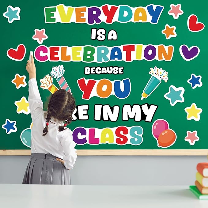 gisgfim Classroom Bulletin Board Decoration Set Wall Door Decor Colorful Classroom Decorations for Kindergarten Preschool Elementary Middle School(Everyday is a Celebration)
