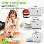 Travel Vacuum Bags with USB and TYPE C Pump Pump,9 Pack Vacuum Storage Bags,vacuum for bags storage, Powerful -58KPa Suction for Luggage,Travel and Home Use for Clothes and Blankets (Green）