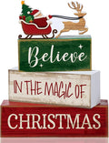 Lineshading 4 Pcs Summer Christmas Table Decoration Wooden Santa Claus Decor Christmas Tiered Tray Decor Decorative Santa Claus Elk Block Sign Gift Farmhouse Xmas Centerpiece for Home Kitchen Shelf