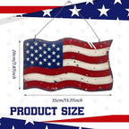 MorningRo Metal Patriotic American Flag Wreath for Front Door Vintage Red White Blue American Flag 4th of July Wall Art Sign Rustic 250 Anniversary Independence Day Hanging Plaque for Porch Outdoor