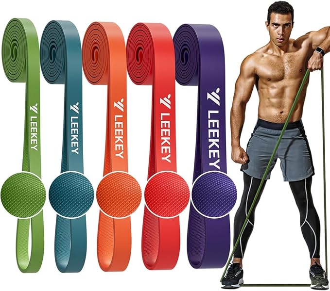 LEEKEY Resistance Bands, Exercise Bands with Handles,Pull Up Assist Bands - Band Set with Door Anchor - Bands for Working Out,Band for Men and Women Fitness Training,Home Workouts