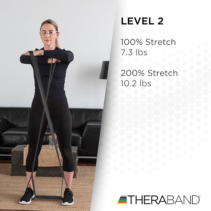 THERABAND CLX Resistance Band with Loops, 5-Foot Non-Latex Exercise Band for Mobility, Rehab, Stretching & Home Workouts, Color-Coded Resistance Levels