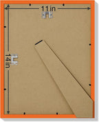 Vittanly 11x14 Picture Frames Set of 9, Shatter Resistant Plexiglass, Display 8x10 Pictures with Mat or 11x14 without Mat, Photo Frames for Wall or Tabletop, Engineered Wood, Orange