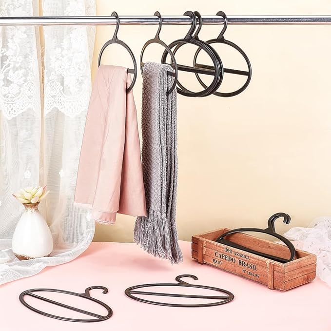 AHANDMAKER 10 Packs Black Scarf Hanger, Scarf Holder Organizer Space Saving Plastic Scarf Hanger, for Shop Home Scarves Headscarves Sorting Storaging