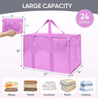 TICONN 6 Pack Extra Large Moving Bags Heavy Duty with Zippers & Carrying Handles, Durable Storage Bags Moving Boxes for Closet Organizers and Storage (6 Pack, Pink)