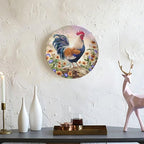 Rooster Decorative Ceramic Plates, 10inch, Rooster on Stone Round Display Plate, Decorative Plates with Stand, for Home Kitchen Bedroom Decorative Ornaments