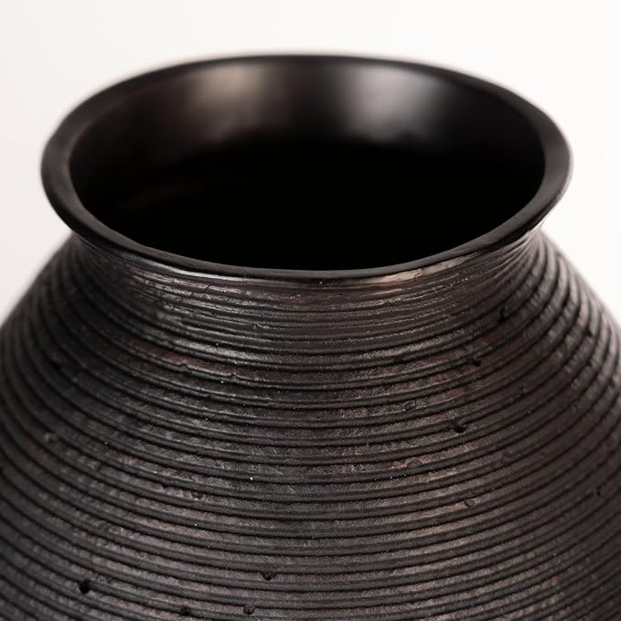 Signature Design by Ashley Hannela 12" Modern Distressed Polyresin Vase, Antique Brown