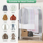 Translucent Garment Bags for Hanging Clothes - Frosted Clothes Storage Bags for Suits, Dresses, Closet Storage - 6 Pack