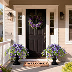 Homsunny Artificial Fake Flowers Plants for Outdoor Decoration, 2 Pcs Faux Silk Flower Bougainvillea Vines Look Real UV Resistant for Home Porch Patio Balcony Yard Spring Decor(Purple)