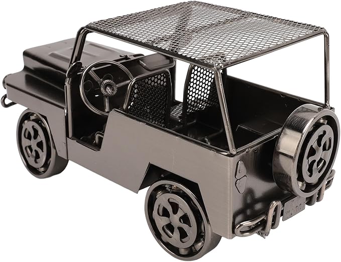 GLOGLOW Nan Classic Metal Car Model Toy, Handcrafted Iron Ornament Vintage Car Figurine for Home Decor, Intricate Design, 8.66 X 3.74 Inches for Collectors Toy (Silver)