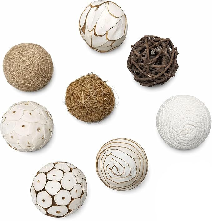 8pcs Decorative Balls for Centerpiece Bowls Filler Decor Orbs Spheres, 2 Inch Rattan Balls for Party Wedding Table Ornaments Decorative House Crafts Hanging DIY Accessories