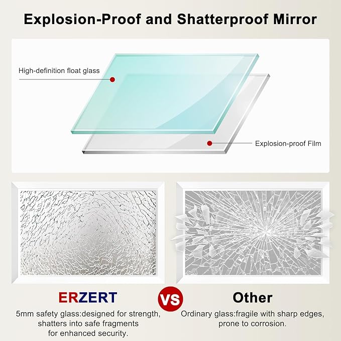 Bathroom Mirror for Over Sink,24x36Inch White Thick Anti-Rust Metal Frame, Rectangle Decorative Wall Mirror with HD Tempered Glass, Horizontal or Vertical Mount for Vanity, Bathroom,Living Room
