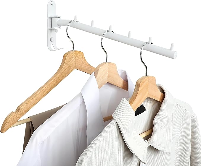 Swing Clothes Hanger Rack, Garment Racks Folding Clothes Bar Wall Mounted, 180°Rotation Laundry Drying Rack 304 Stainless Steel Space Saving for Laundry Room Bedroom Balcony, 11.93" Long