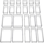 SMARTAKE 22-Piece Drawer Organizer with Non-Slip Silicone Pads, 4-Size Clear Desk Drawer Organizer Trays Storage Tray for Makeup, Jewelries, Utensils in Bedroom Dresser, Office and Kitchen, Clear