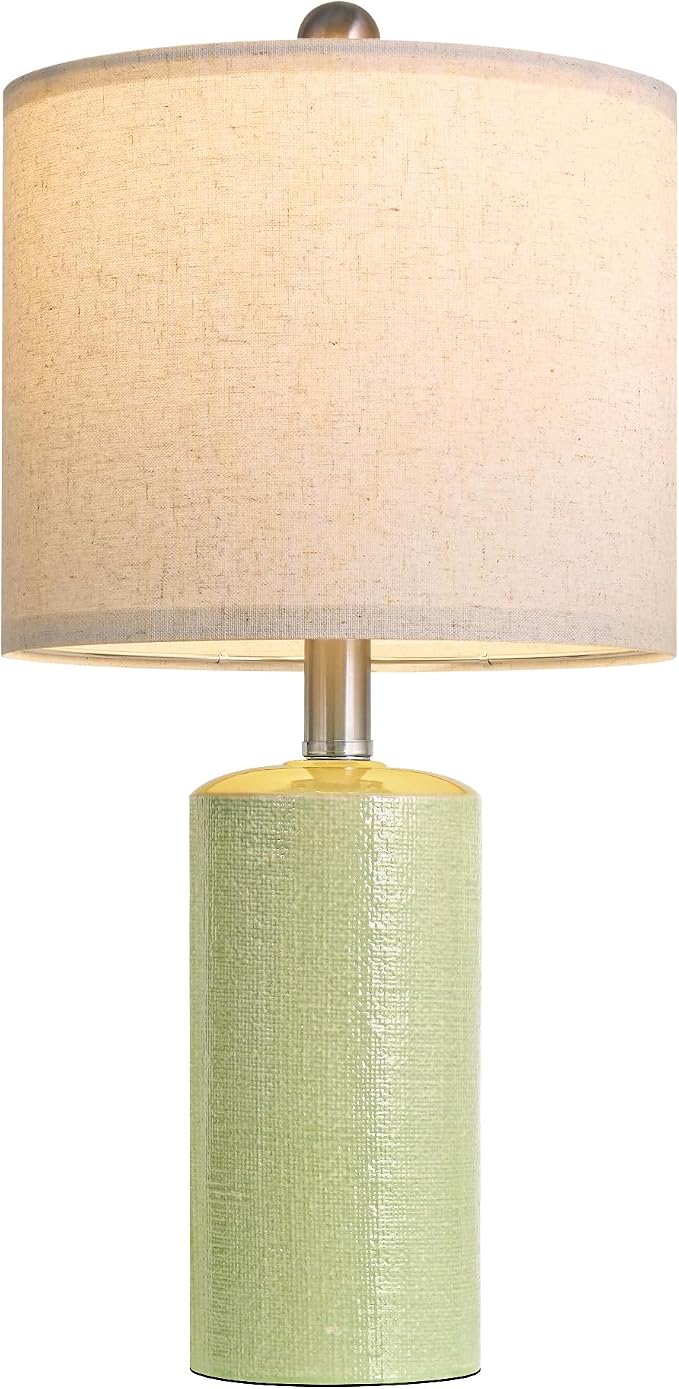 G-SAFAVA 20.5" Small Table Lamps for Living Room Lamp Single Ceramic Lamps for Bedroom Bedside Lamps Modern Boho Lamps for Night Stands Farmhouse Nightstand Lamp Side End Table Lamp, Light Green