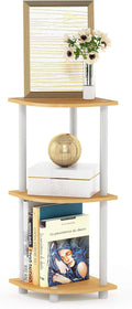 Furinno TURN-N-TUBE Corner Shelf, 3-Tier Corner Bookshelf, Display Storage Shelves with Open Shelves, for Organization and Storage, Living Room, Home Office, Garage, Beech