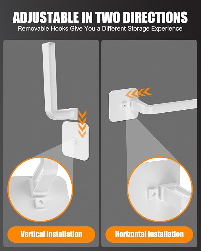 Hat Rack for Hat Storage (8-Pack), Multi-Purpose Hat Organizer, Strong Adhesive Hat Hooks for Wall Hat Organizer for Baseball Caps, Two Mounting Options Hat Hook, White