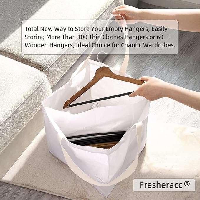 Clothes Hanger Organizer Holder for Space Saving, Fresheracc Hanger Triangle Storage Bag with Handles for Closet Tidier Laundry Rooms Wardrobe Drying Rack(Square)