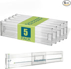 Expandable Clear Drawer Dividers - 3.1'' Height, 11-19'' Adjustable Drawer Separators, Expandable Dresser Organizers in Bedroom, Bathroom, Closet, Clothing, Office, Kitchen Storage