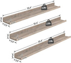 HOOBRO Floating Shelves, Wall Shelf Set of 3, 35.4 Inches Hanging Shelf with Raised Edge and Invisible Brackets, for Bathroom, Bedroom, Kitchen, Office, Living Room Decor, Greige BG90BJ01
