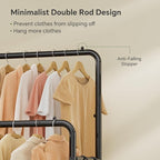 Simple Trending Clothes Rack, Rolling Clothing Rack With Shelves Load 450 LBS, Double Rod Clothing Racks with Wheels for Hanging Clothes, Black