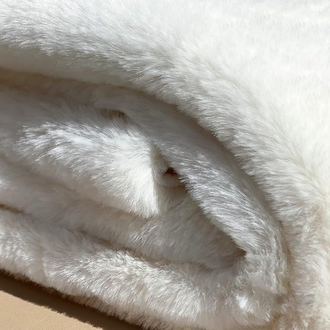 White Washable Faux Fur Area Rug - 8x10, Fluffy Boho Rectangle Rug for Living Room, Bedroom & Teen Room Home Decor