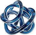 Torre & Tagus Orbit Hand Blown Glass Infinity Knot Sculpture - 3 Inch Glass Art Blue Knot Decor Ball for Home Decor, Small Centerpiece Table Decoration for Home Interior (Indigo Blue)