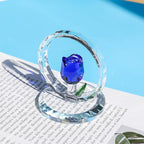 LONGWIN Crystal Blue Rose Flower Figurine Collectible Glass Spring Bouquet Decorative Ornaments for Home Office,Romantic Valentine’s Day, Anniversary & Wedding Gifts for Women