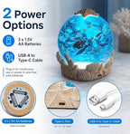 Starfish Night Light Ocean Decoration with 6H Timer, USB & Battery Powered, Rotating Ocean Scene Star Fish Snow Globe with Sea Turtle and Fish for Kids Adults Bedroom Living Room Decor (Starfish)