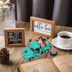 Coffee Bar Decor Vintage Mini Metal Truck Decor with Book Accessories for Coffee Station, Farmhouse Tiered Tray Tabletop Decorations for Home Kitchen, Office, Cafe