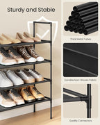 SONGMICS 4-Tier Shoe Rack, Shoe Storage for Hallway Closet, Slim and Space-Saving, Metal Frame, Non-Woven Fabric Shelves, Black ULSH044BH02