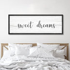 Sweet Dreams Wall Decor Above Bed 41.3''×15'' Large Farmhouse Wall Decor for Bedroom Guest Room Decor Framed Wood Wall Art Rustic Master Bedroom Wall Decoration (black frame)