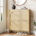 Nicetree Arch-Chic Shoe Cabinet for Entryway, Modern Mid-Century Shoe Storage Cabinet with Fluted, Narrow Shoe Rack with Adjustable Shelves & Tipping Protection, Fits Men's Size 13.5 Shoes