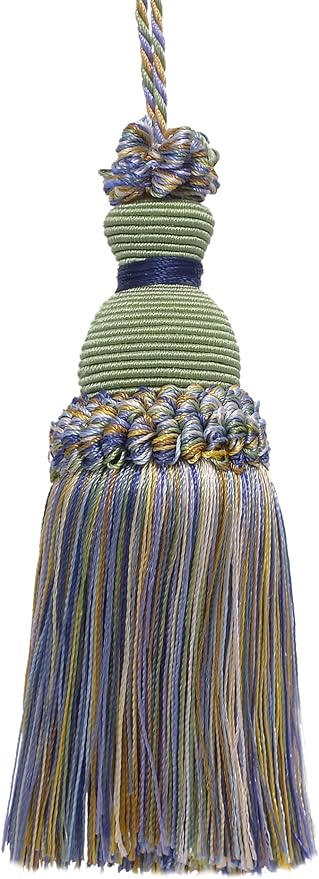 Decorative 5 inch Key Tassel, Green, Gold, Blue Imperial II Collection Style# IKTJ Color: Mountain Spring - 4668