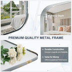 ANDY STAR 22x30 Chrome Bathroom Mirror, Oblong Silver Mirror with Stainless Steel Metal Frame, Oval Vanity Mirror for Over Sink, Modern Anti Rust Wall Mounted