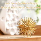 Gold Sphere Decor, Metal Gold Starburst Tabletop Sculpture Decor, Modern Metal Starburst Centerpiece, Spike Ball Decoration for Home Decor