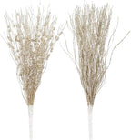 SLK 16-Pack Artificial Glitter Berry Stem Ornaments, Christmas Decorative Glittery Twigs, Picks, Branches for Tree, Wreath, Small Vase, Halloween Party (Champagne Gold)