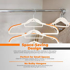 Plastic Hangers 100 Pack, Cascading Slim Space Saving Clothing Hangers with 360° Rotating Hook, Non Slip Clothes Hangers for Sweater Shirt, Heavy Duty Coat Hanger with Inner Hook for Closet, White