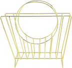 MyGift Mid-Century Brass Plated Metal Free Standing Magazine Holder Document File Rack with Decorative Bag Shaped Design