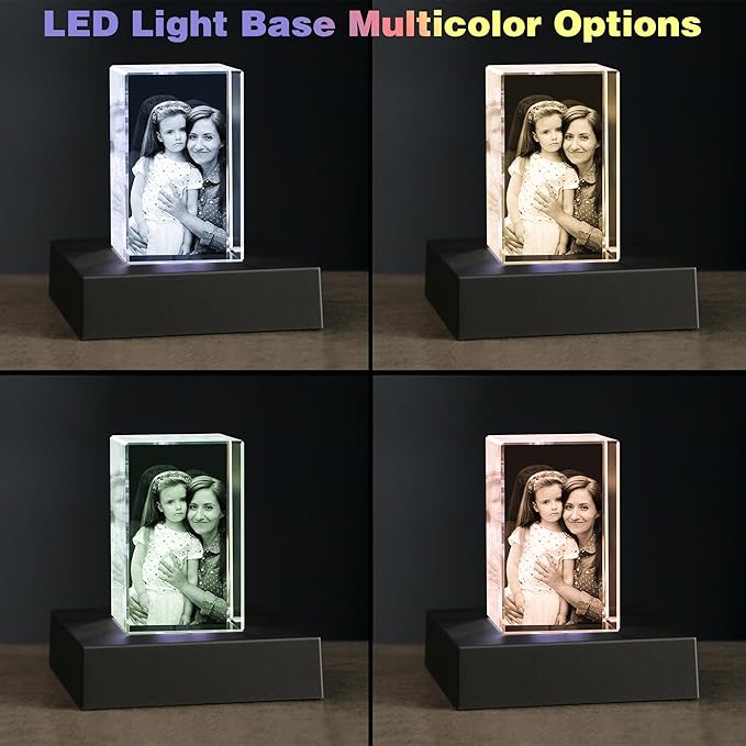 3D Photo Crystal,Personalized Gift for Dad Husband Grandpa,Custom Anniversary,Birthday,Memorial,Couples Gifts,Custom 3D Picture in Crystal