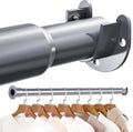 Mavivegue Closet Rod, 17 to 43 Inch Adjustable Closet Rods for Hanging Clothes, Silver Hanging Rod for Closet Wardrobes Laundry RV, Bathroom