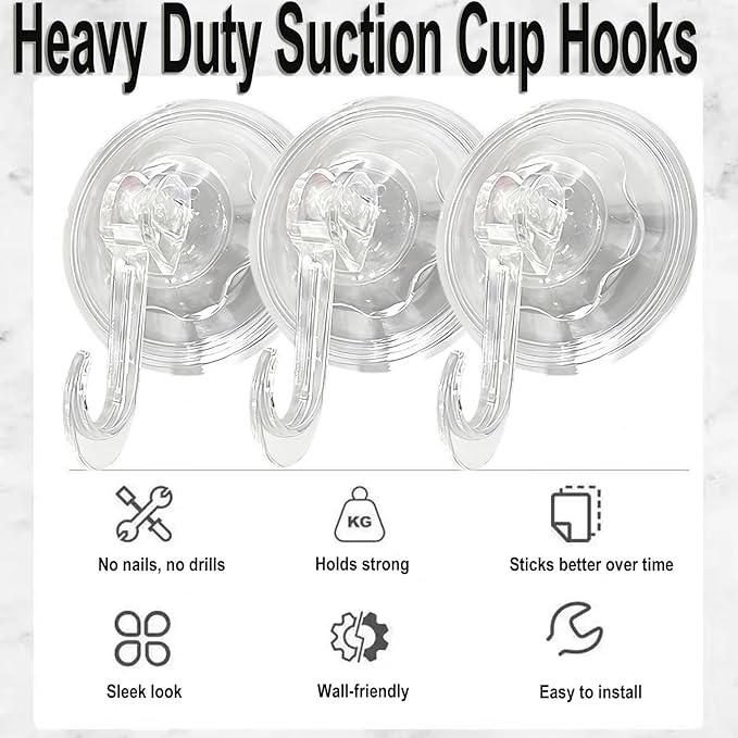 6pack Wreath Hanger Hooks,Big Suction Cup Wreath Hooks for Halloween Christmas Décor,22 LB Heavy Duty Waterproof Removable Large Wreath Holder for Window Glass Smooth Doors Tiles (3.7X2.7in 6pcs)